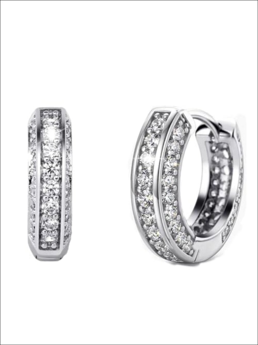 Moissanite Hoop Earrings Men 18K White Gold Plated 925 Sterling Silver